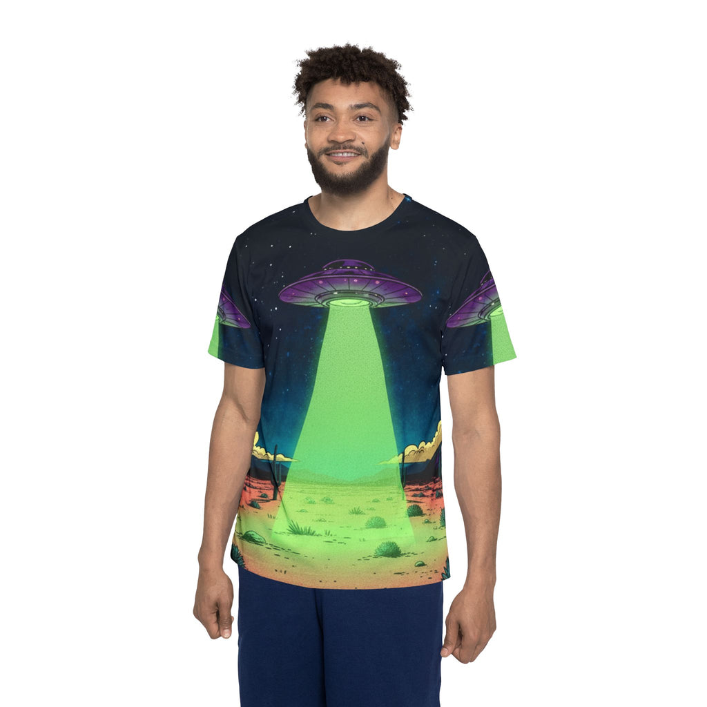 Alien Abduction Sports Jersey — Neon UFO Graphic Tee