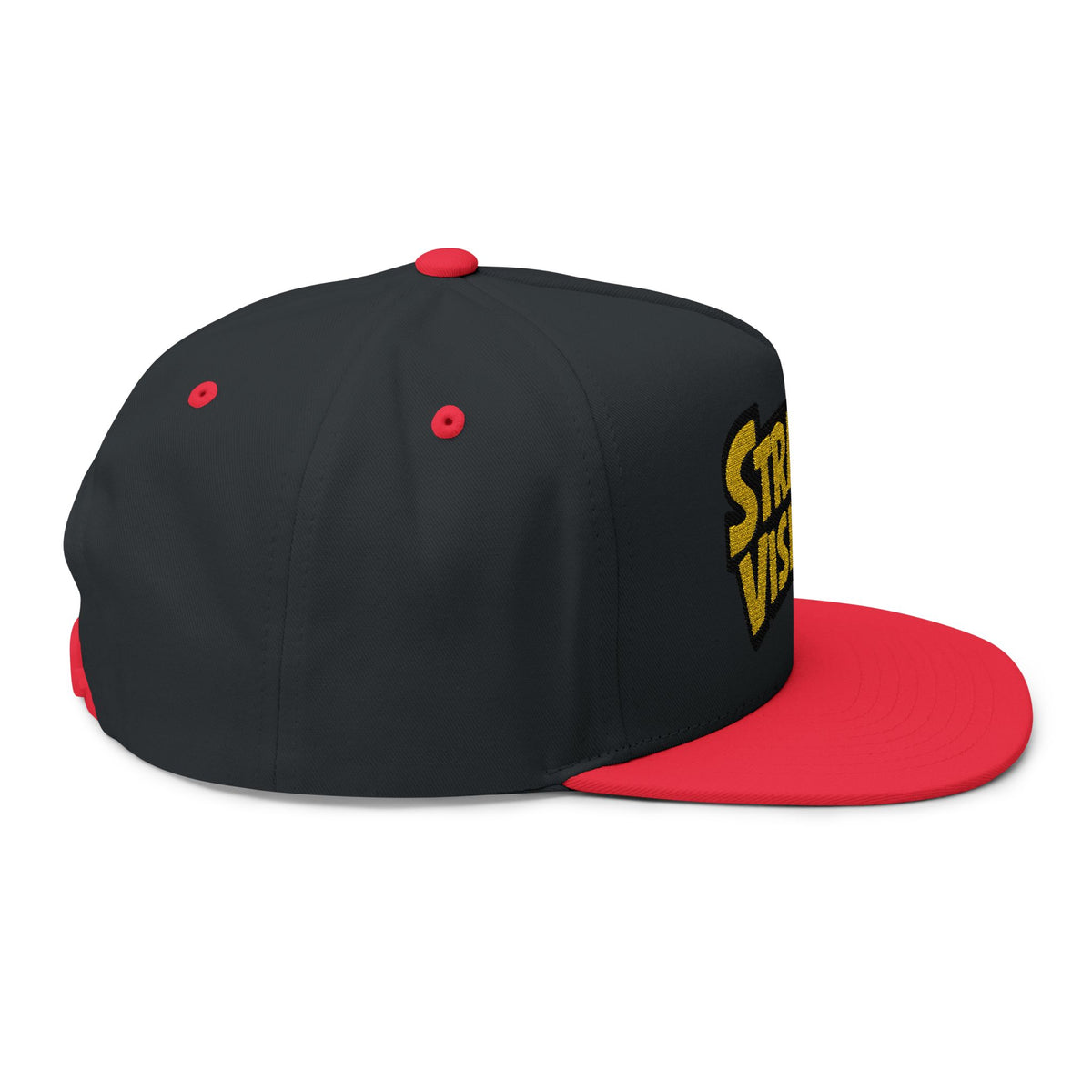 Strange Visitors Embroidered Flat Bill Cap — Retro Yellow Logo Snapback