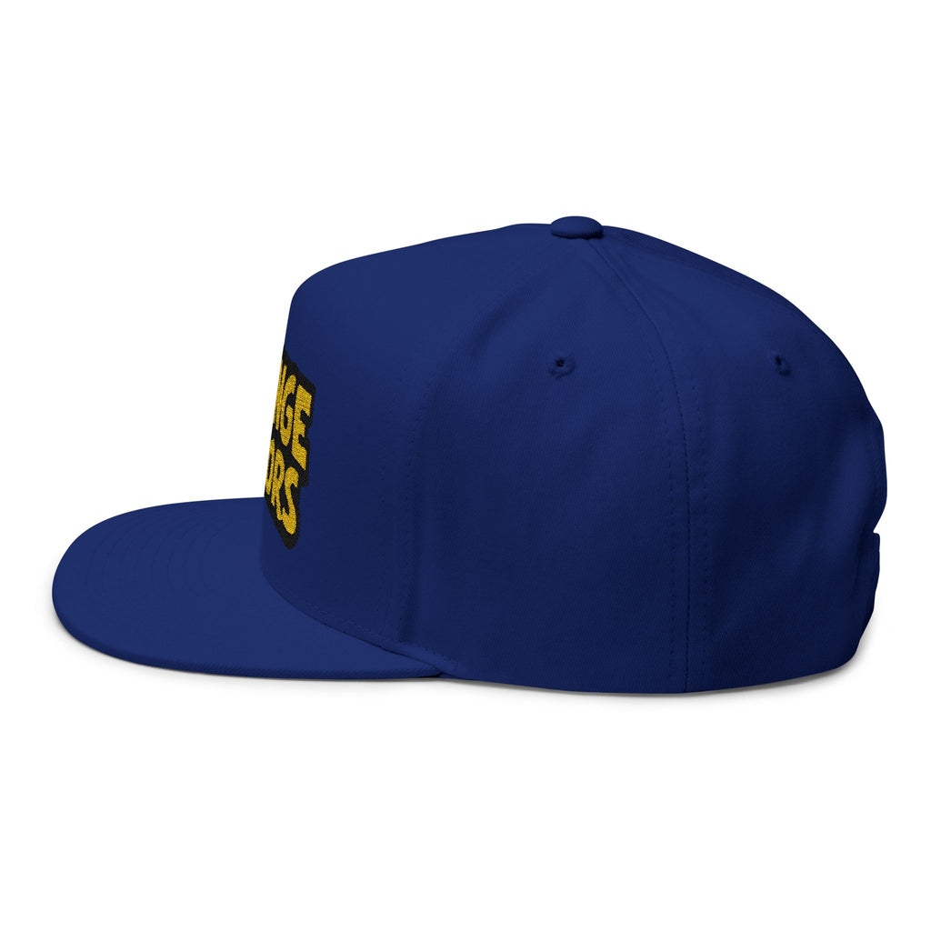 Strange Visitors Embroidered Flat Bill Cap — Retro Yellow Logo Snapback