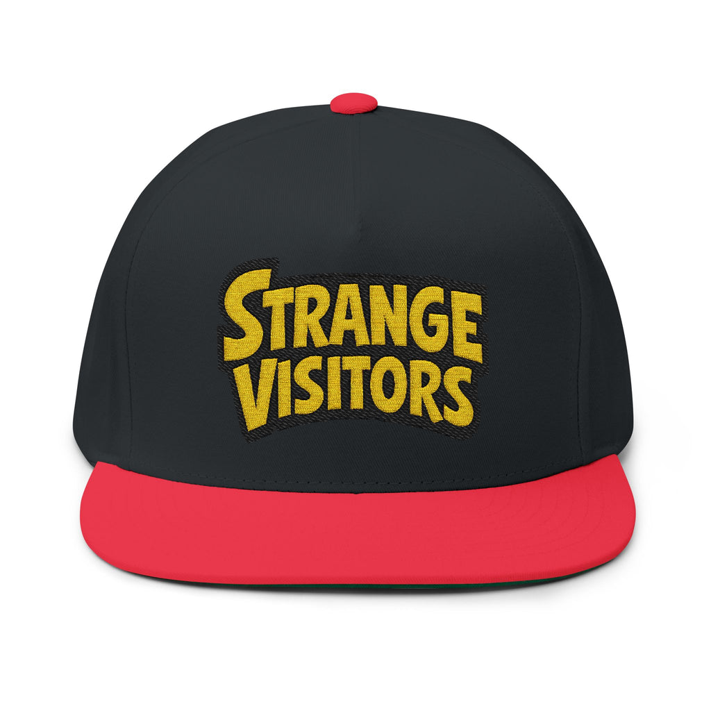 Strange Visitors Embroidered Flat Bill Cap — Retro Yellow Logo Snapback