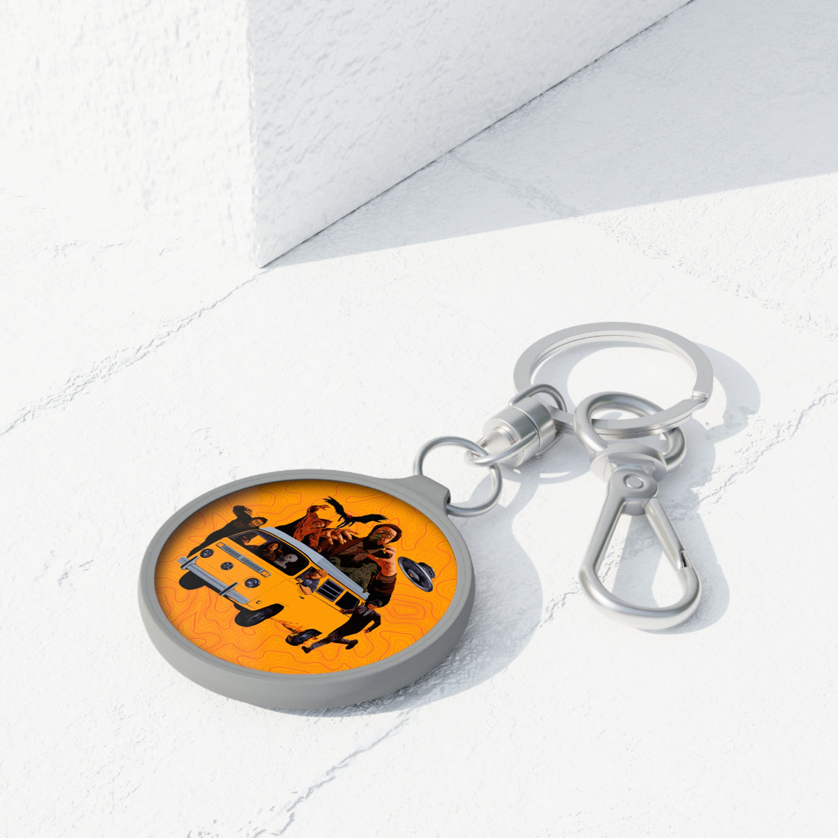 Retro Camper Van Keyring Tag — Adventure Road Trip Keychain