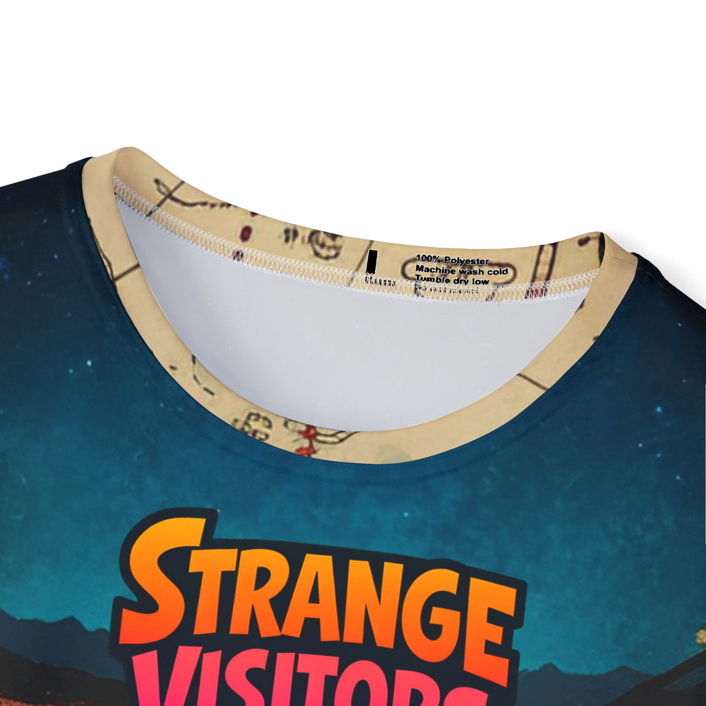 Here Be Visitors jersey: Strange Visitors logo over a rust-red desert and starry teal sky, with an antique map print covering the lower half of the shirt (view 3)