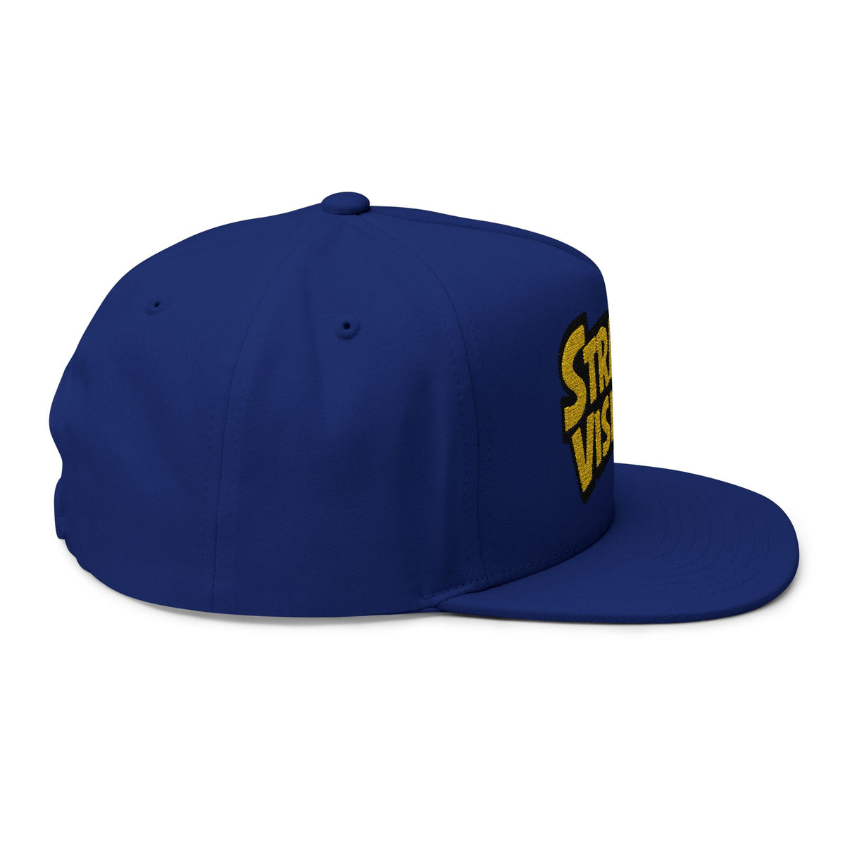 Strange Visitors Embroidered Flat Bill Cap — Retro Yellow Logo Snapback
