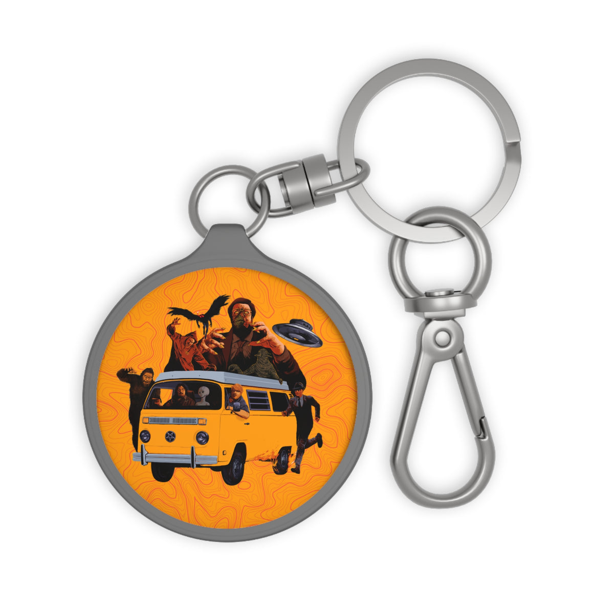 Retro Camper Van Keyring Tag — Adventure Road Trip Keychain