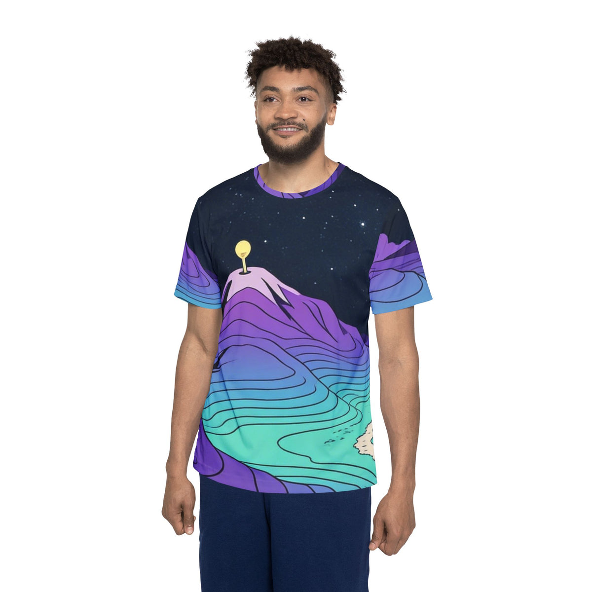 Galactic Topographic Sports Jersey – Purple Teal Mountain All-Over Print