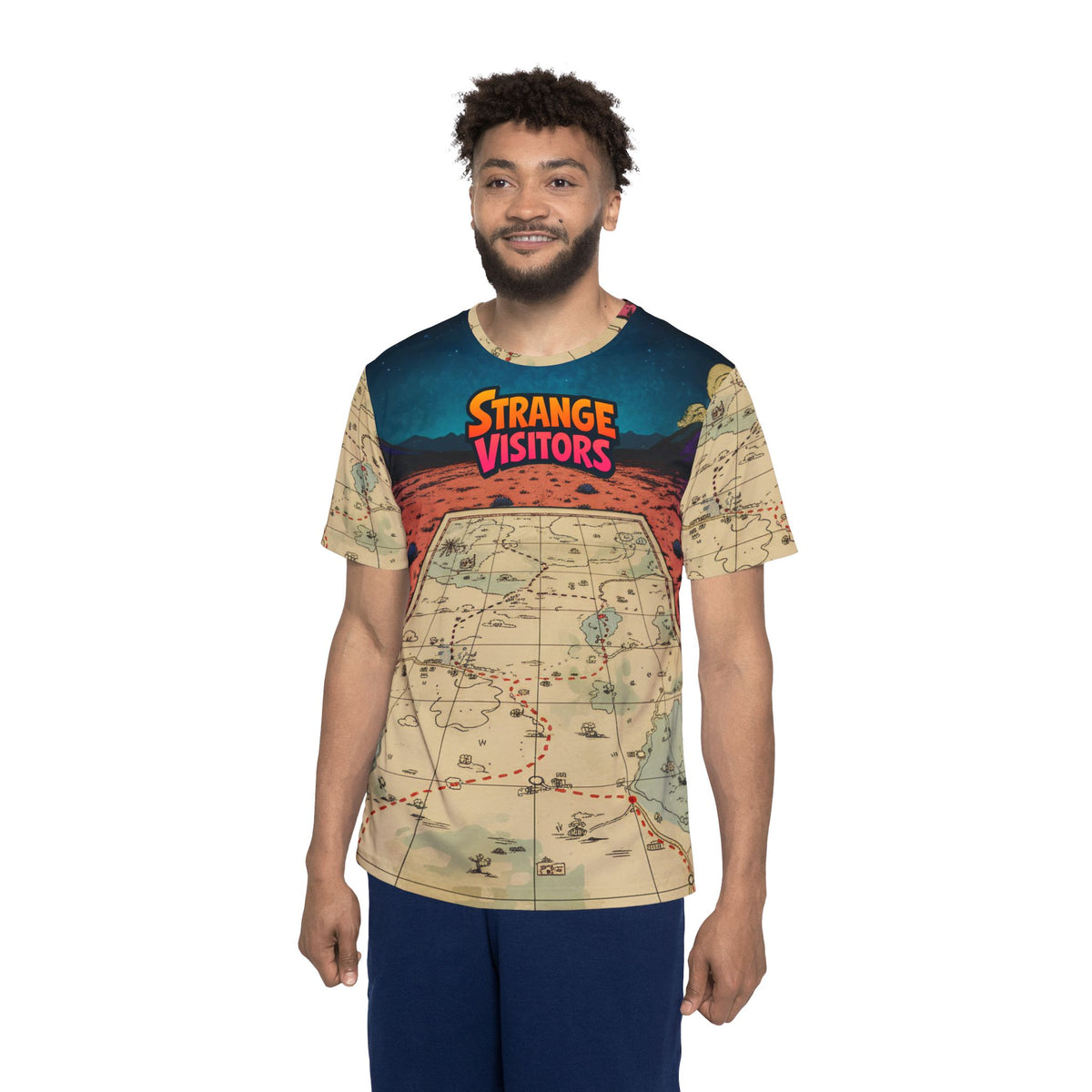Strange Visitors Jersey — Vintage Alien Map Graphic Tee